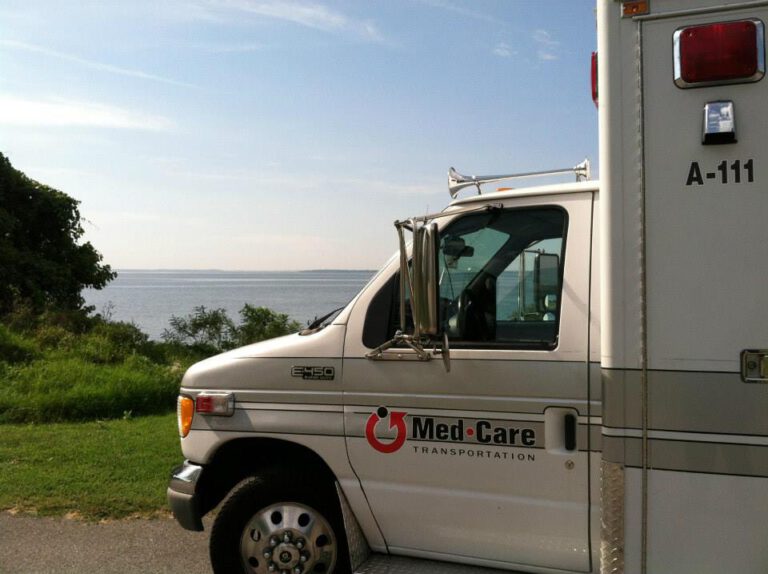 One of our two Bariatric Transport ambulances, sitting by the Bay.